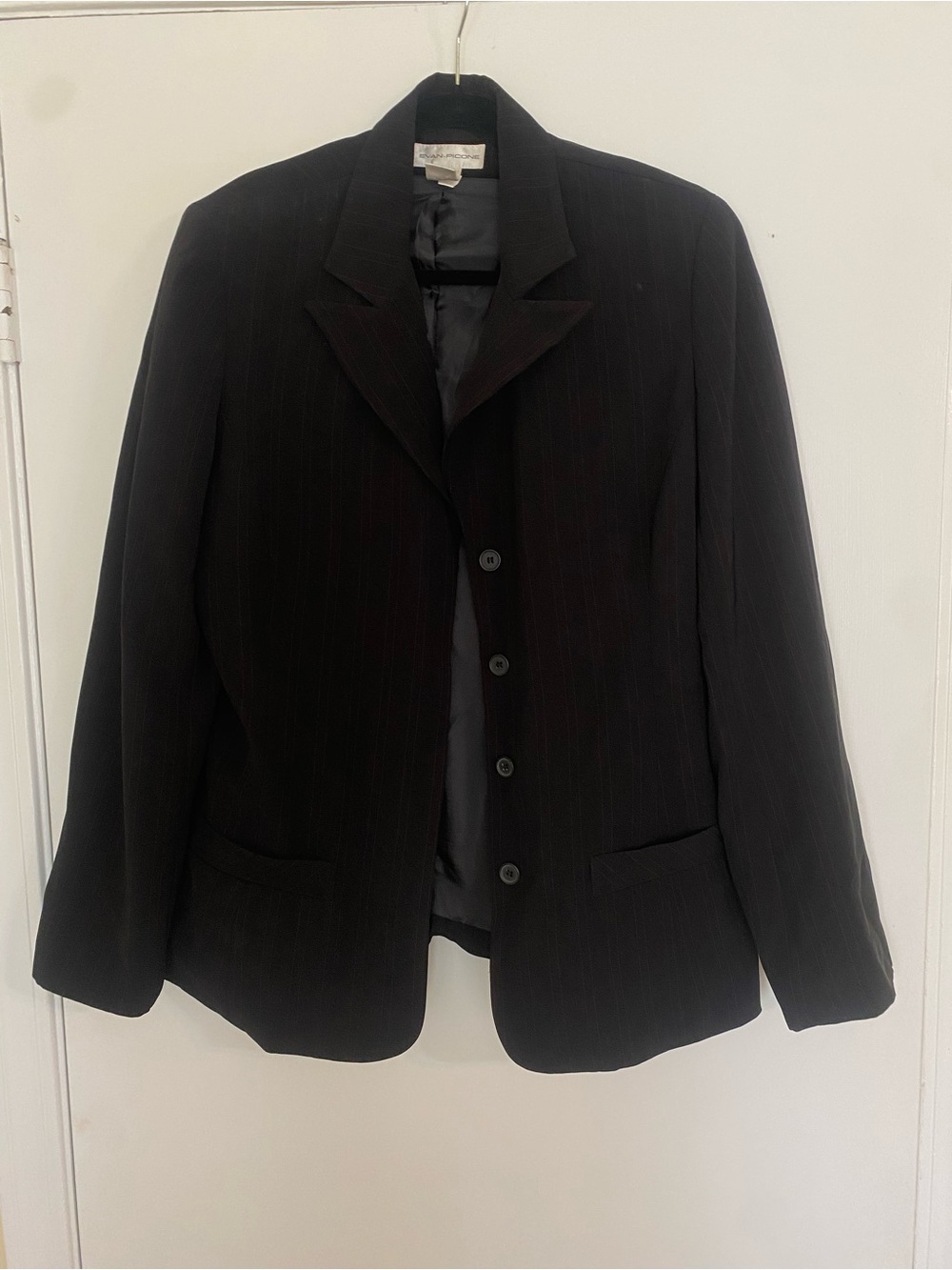 Evan Picone Black Pinstripe Women's Blazer - Notch Lapel